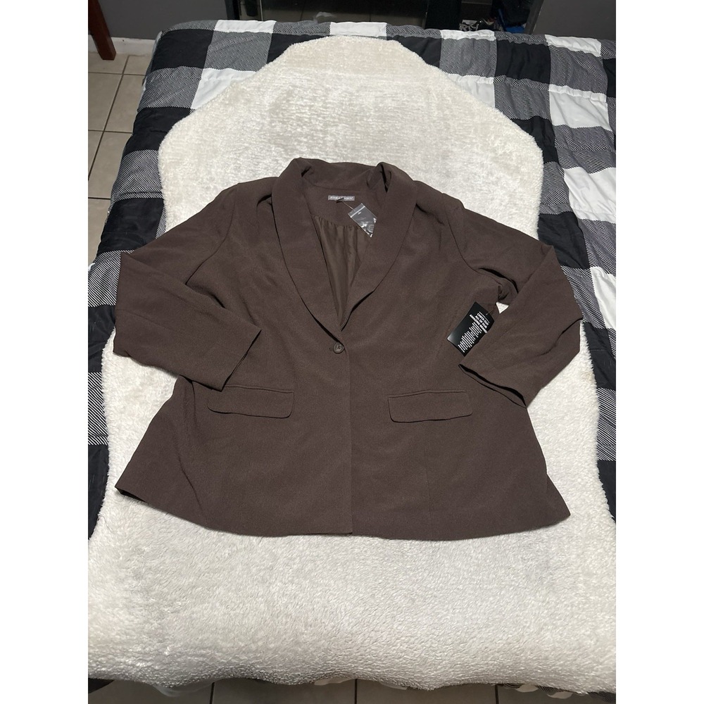 Jessica London Women's Brown Blazer Jacket Plus Size 24W Stretch NWT